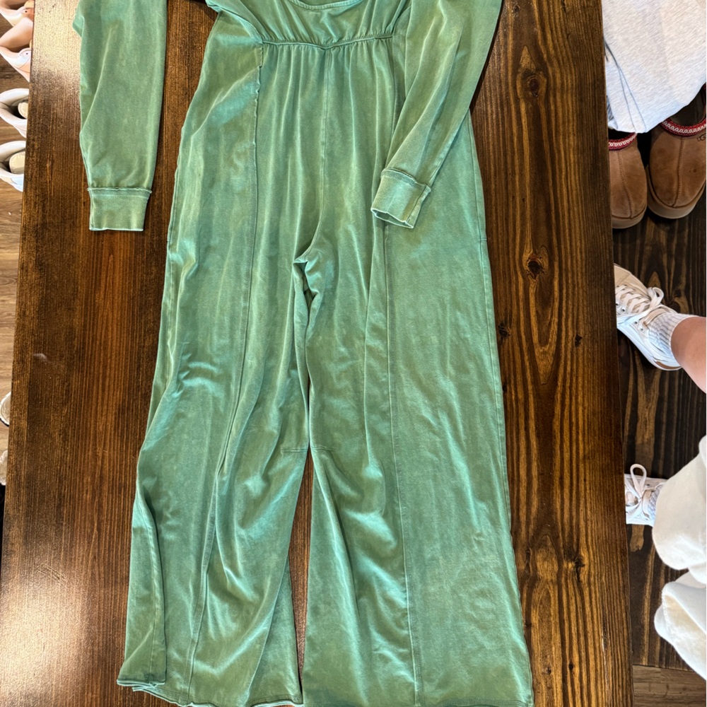Free People Green Long Sleeve Jumpsuit